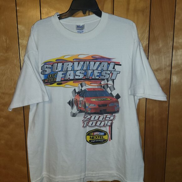 2005 Nascar Survival of the Fastest Shirt XL Short Sleeve Double Sided WHITE A4 - Picture 7 of 7